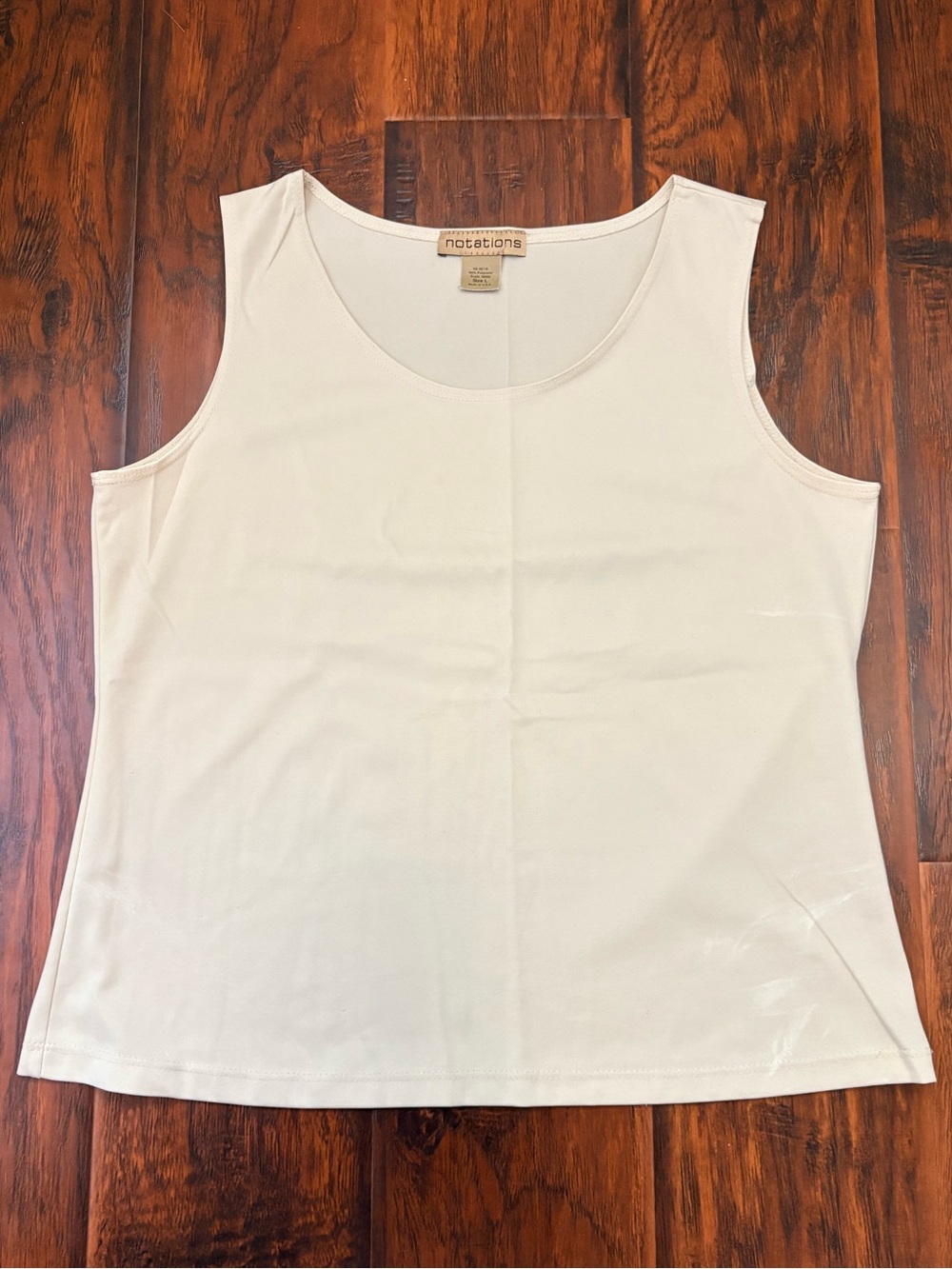 Notations White Sleeveless Scoop Neck Shell Tank Top Size L Made in USA
